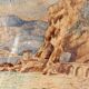 Signed watercolor, red rocks of Menton