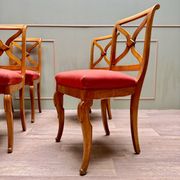 Suite Of Six Chairs In Cherrywood Cross Backrest Restoration Style 20th Century