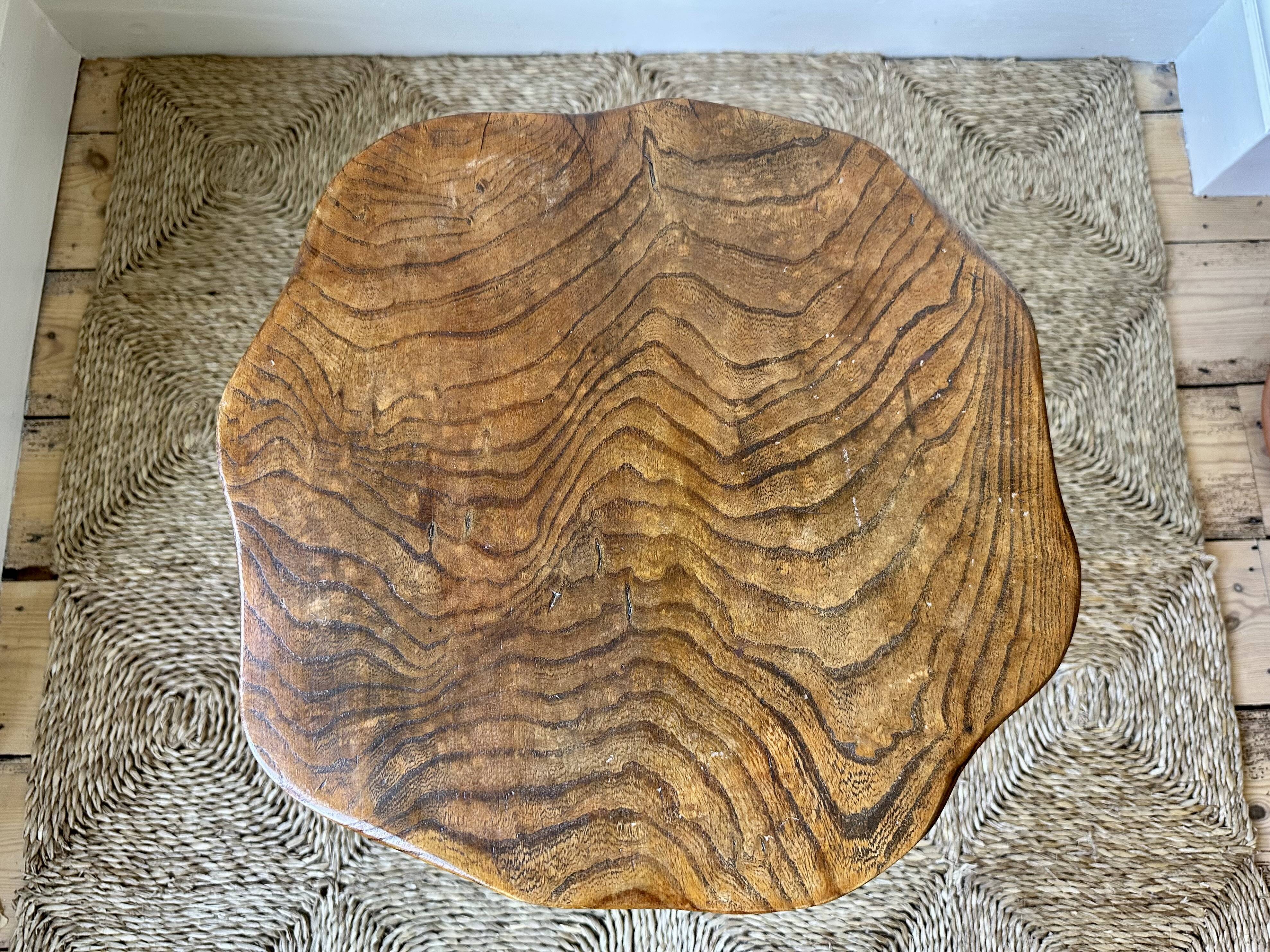 Midcentury brutalist rustic primitive side table by Wanderwood, England.