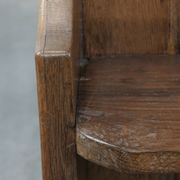 Antique oak church bench in Gothic style with beautiful wood carving