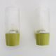 Pair of vintage pop wall lights in pastel green PVC and glass globe. 70s