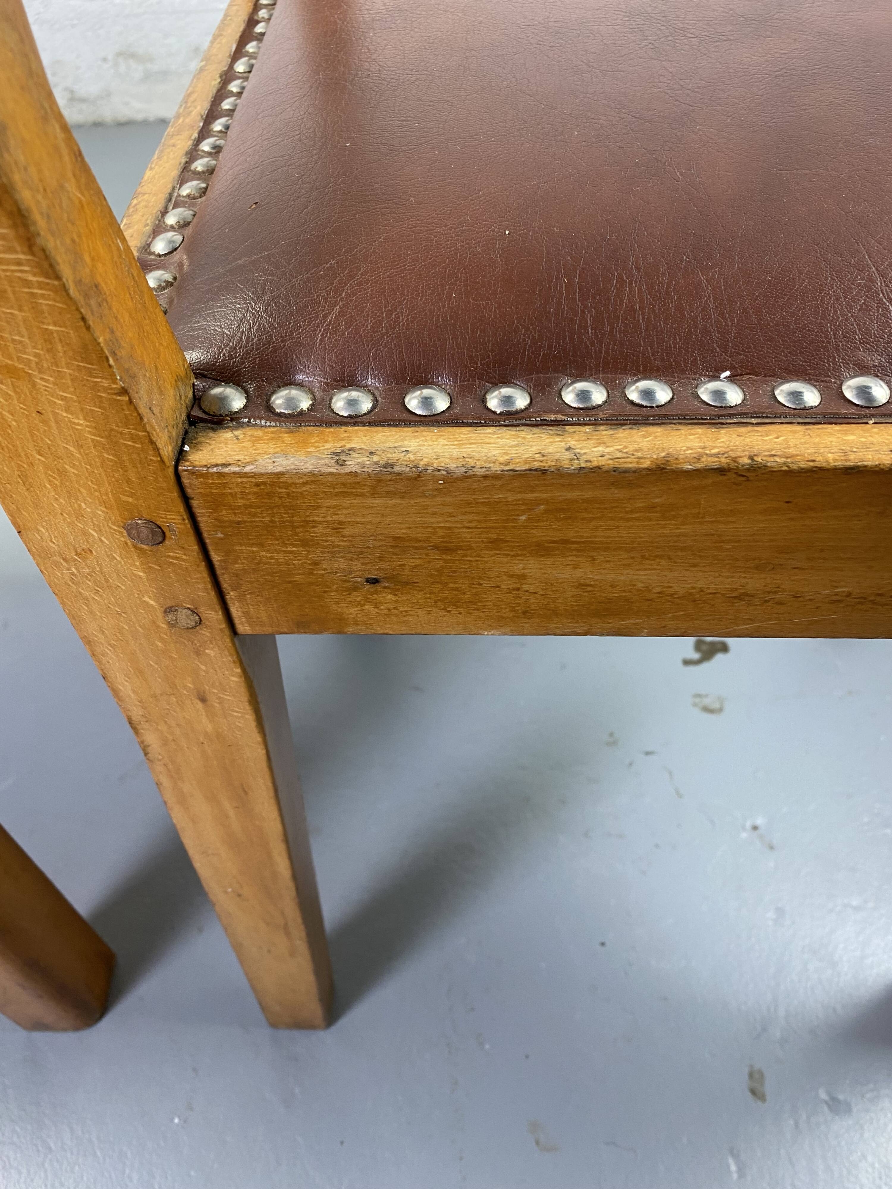 Wooden and leather chairs