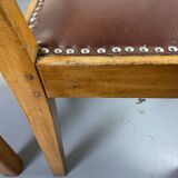 Wooden and leather chairs