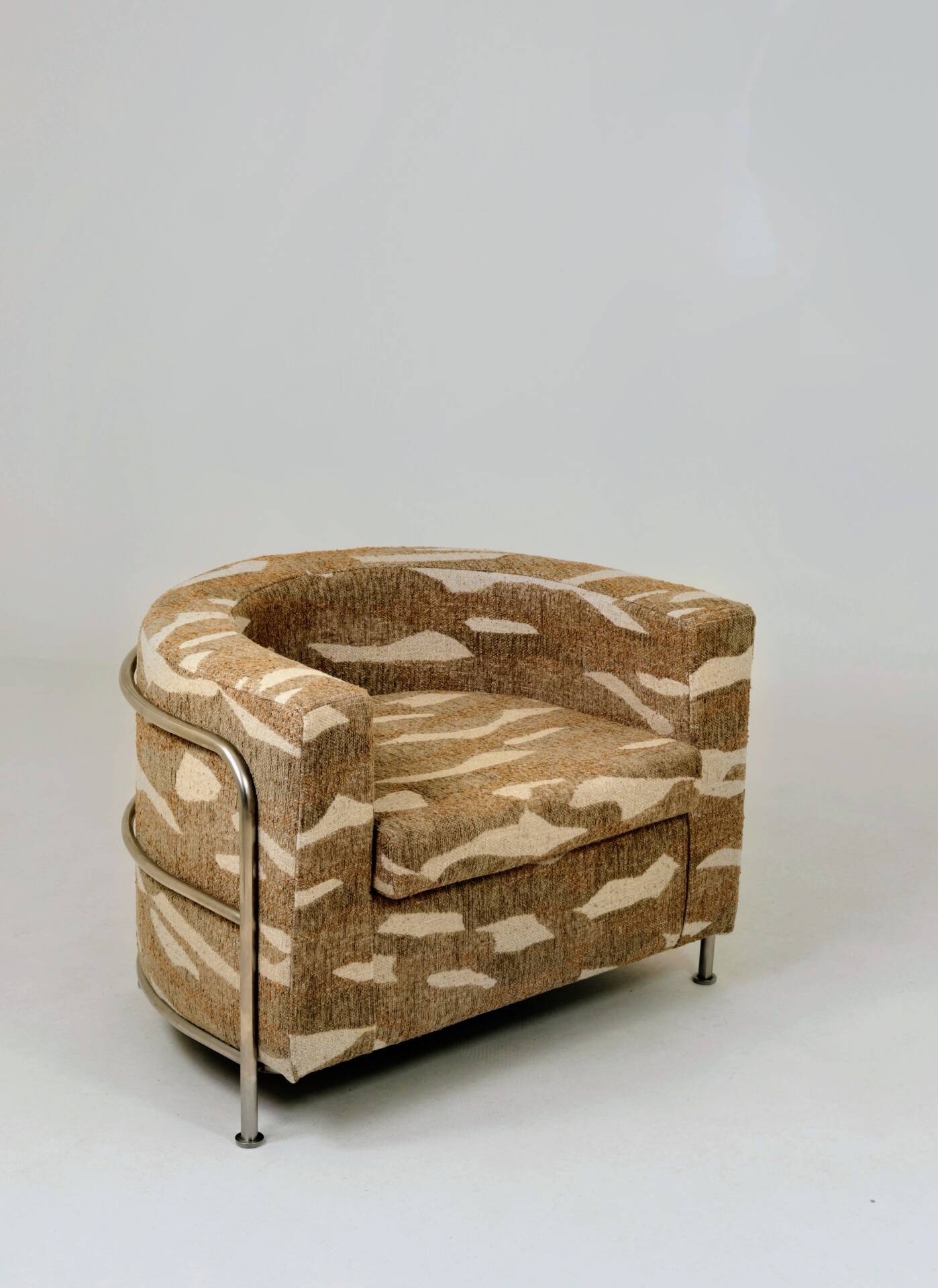 Fauteuil de hall brutaliste Jacquard beige