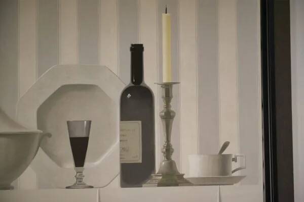 Oil painting still life The Glass of Wine by Nicolas Watine 1980