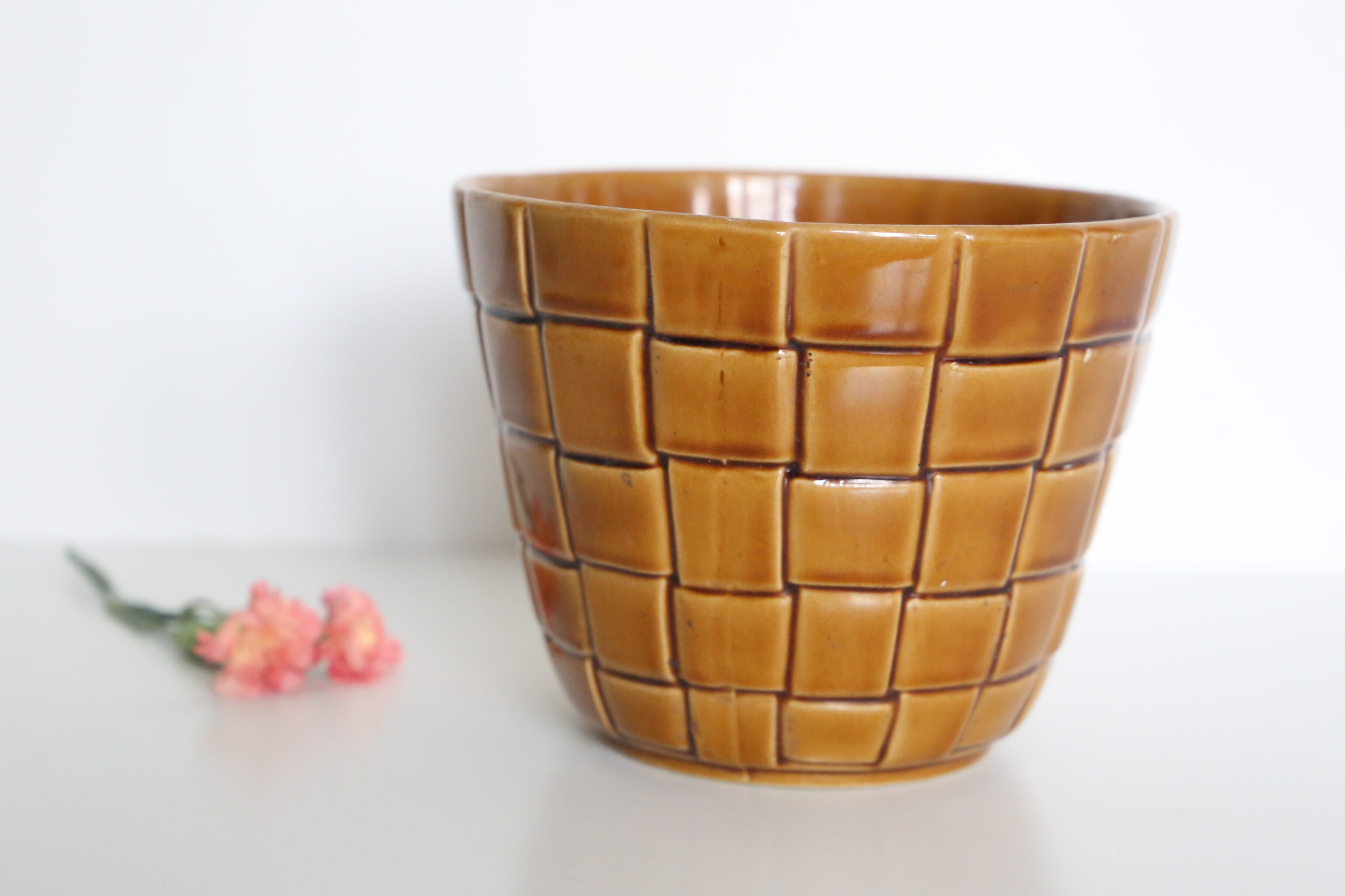 Ancient ceramic pot cover, Saint Clement earthenware, vintage