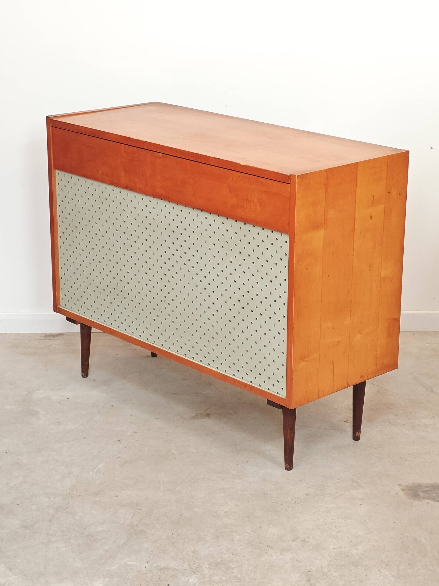 Czech blue blanket storage chest 1970