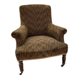 English velvet armchair