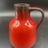 Vintage red ceramic pitcher – Germany, 1960s–70s – Mid-century decor
