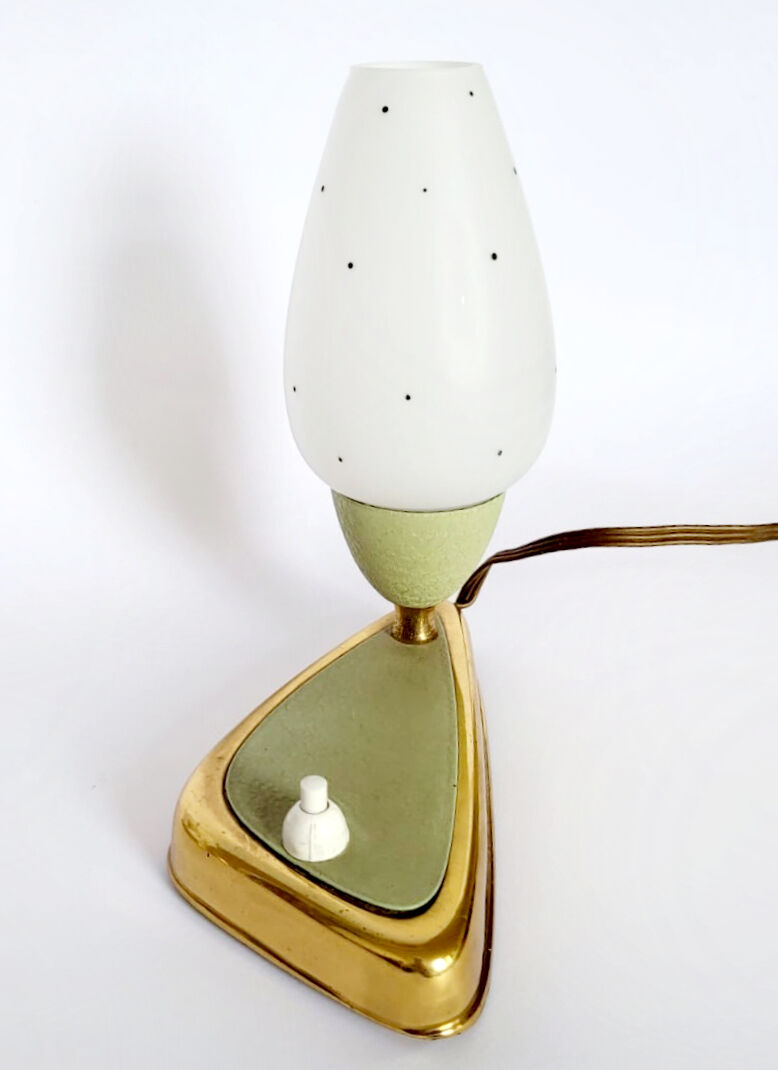 Set of 2 rockabilly fifties table lights with milk glass sconces with little dots