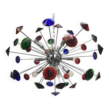 Lustre spoutnik en verre de Murano coni