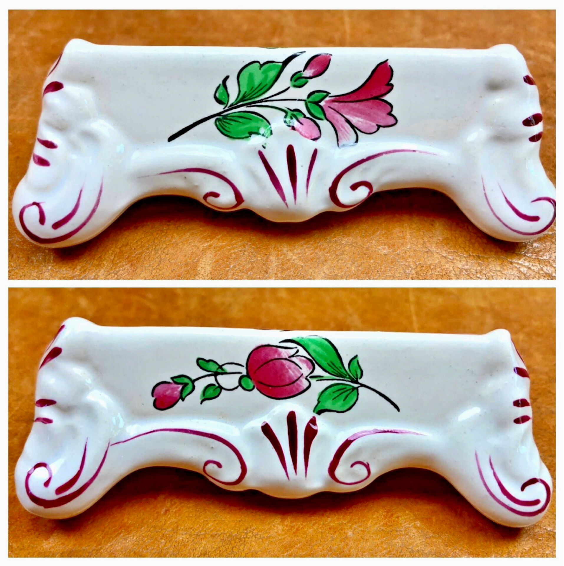 6 old ceramic knife rests from Lunéville