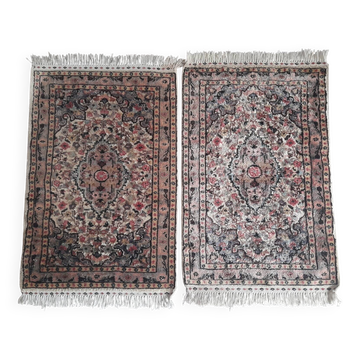 Pair of handmade oriental rugs 98x65cm