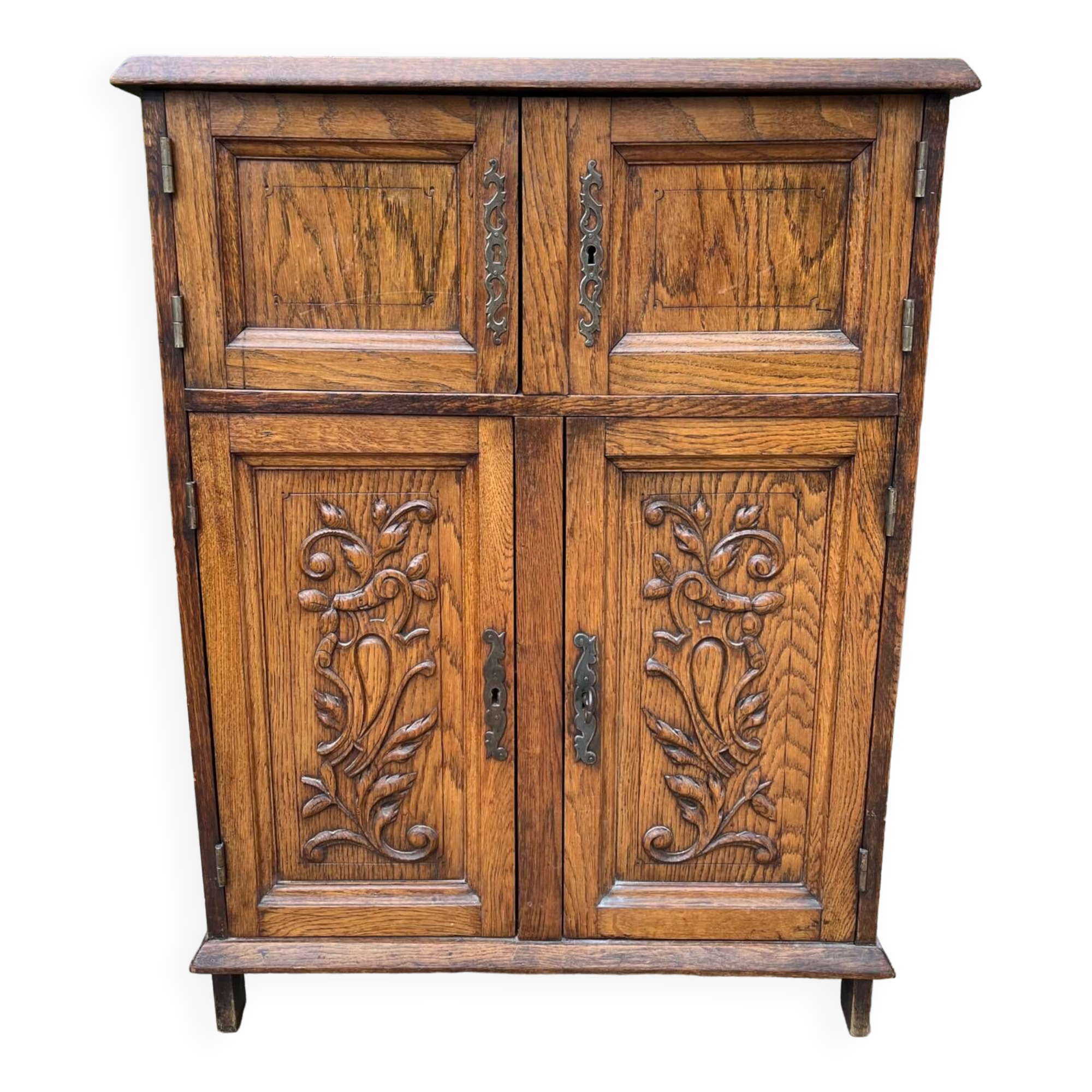 Low carved wooden sideboard