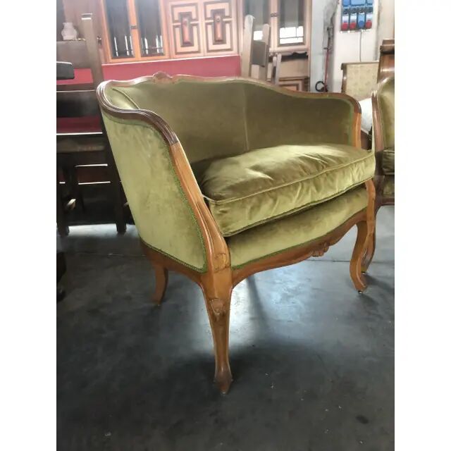 Mid 20th-Century Walnut Armchairs and Sofa in the Italian Style, Three-Piece
