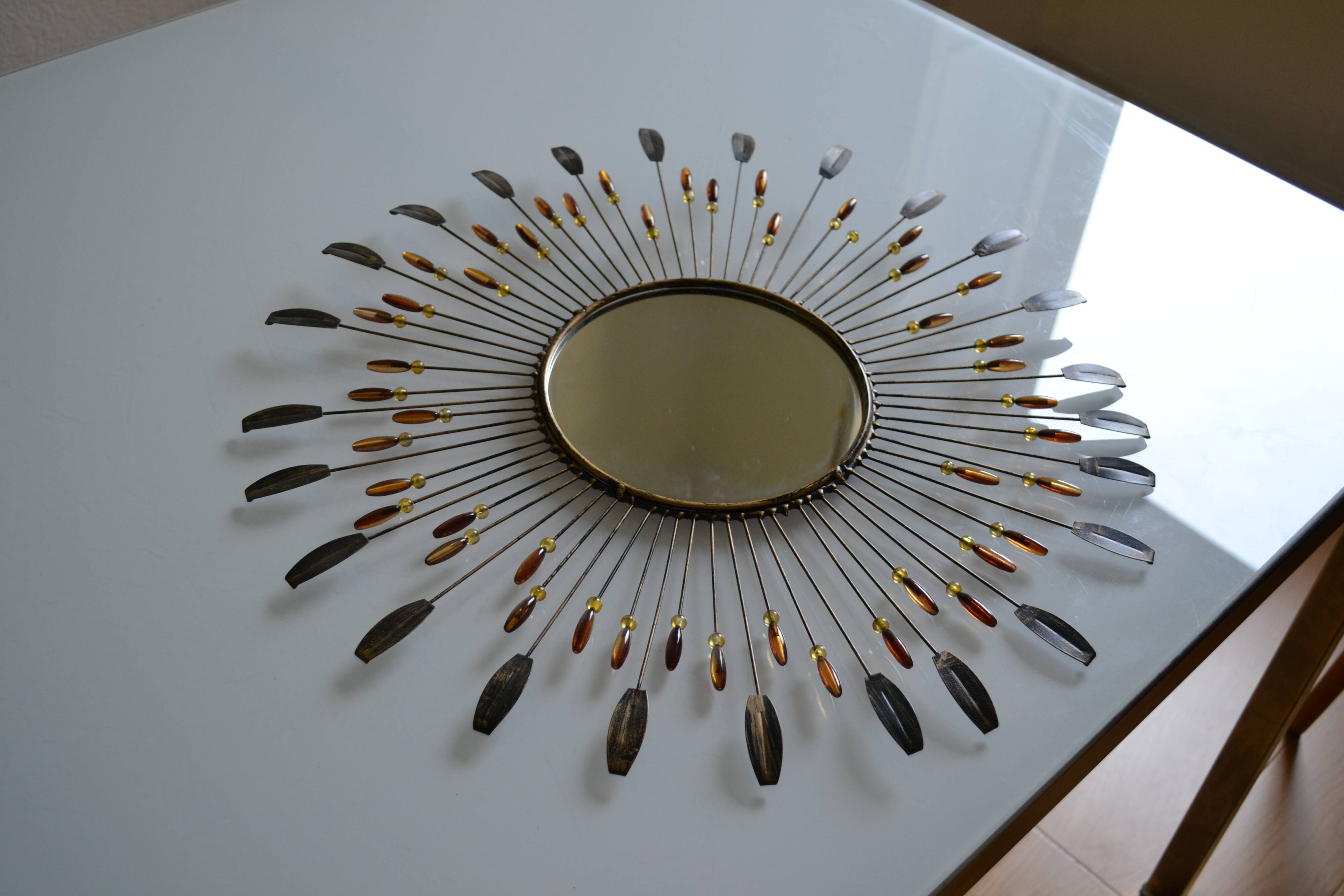 Vintage sun mirror Chaty Vallauris Diameter: 50 cm