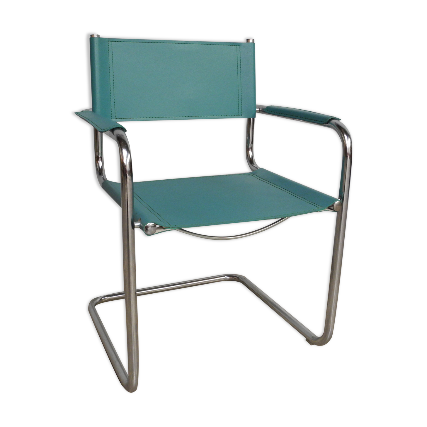 Armchair green leather 80/90