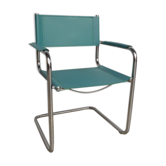 Fauteuil cuir vert année 80/90