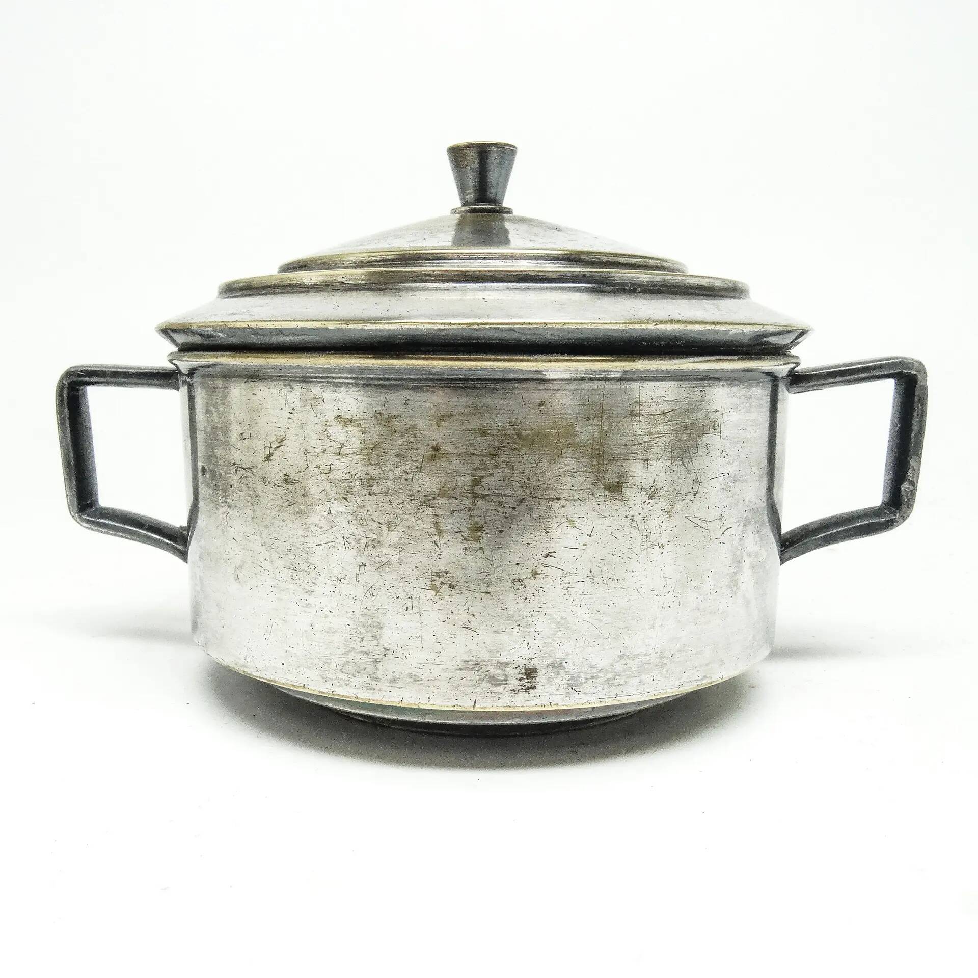 Art Deco sugar bowl, silver-plated brass, Poland, 1930s