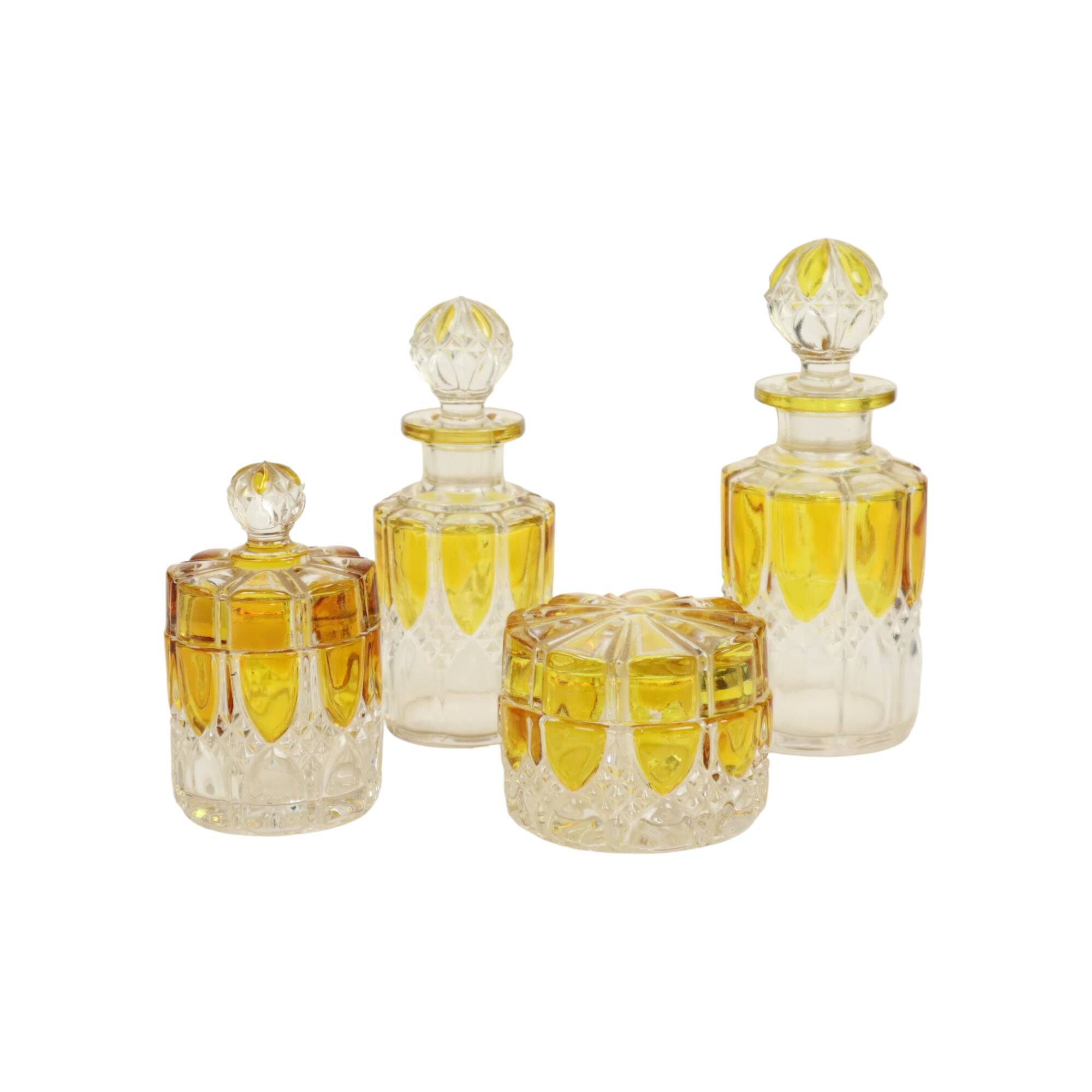 Art Deco Toilet Set Val Saint Lambert Crystal Perfume Bottle Dressing Table