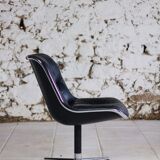 Black leather office chair by Charles Pollock for Knoll