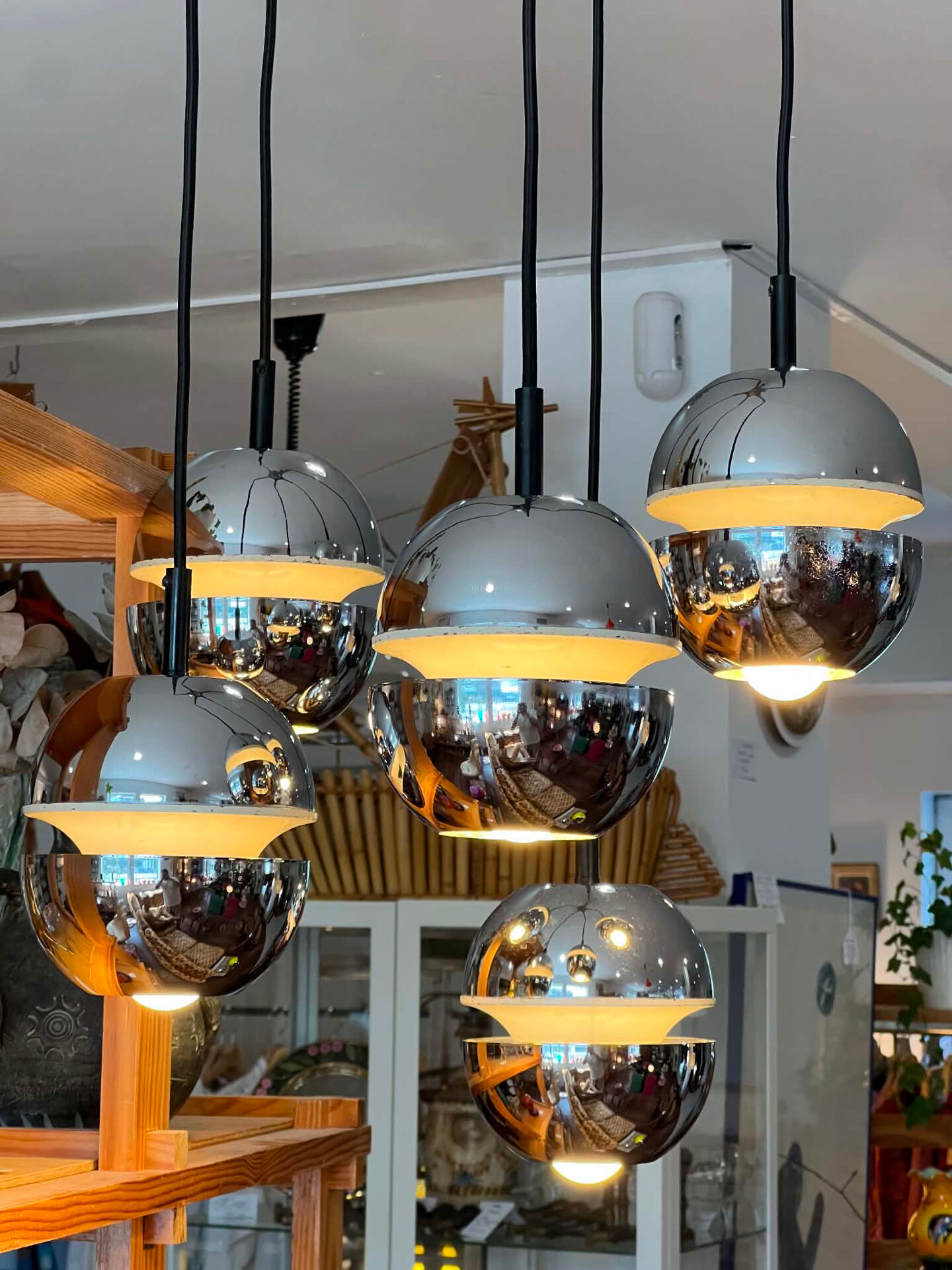 Suspension Space Age 5 openwork lights, 1970s, adjustable
