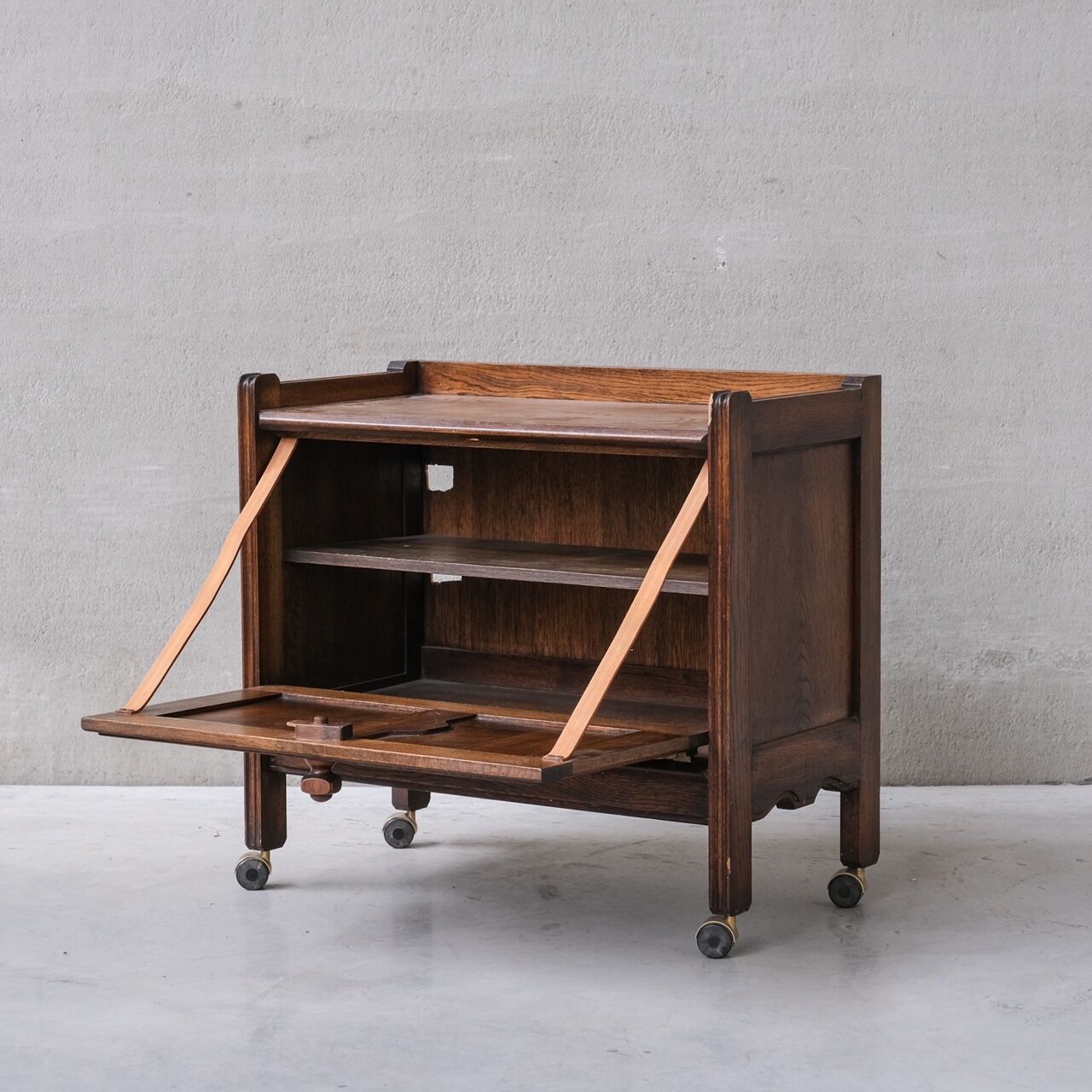 Guillerme et Chambron Oak Mid-Century French Bar Cabinet