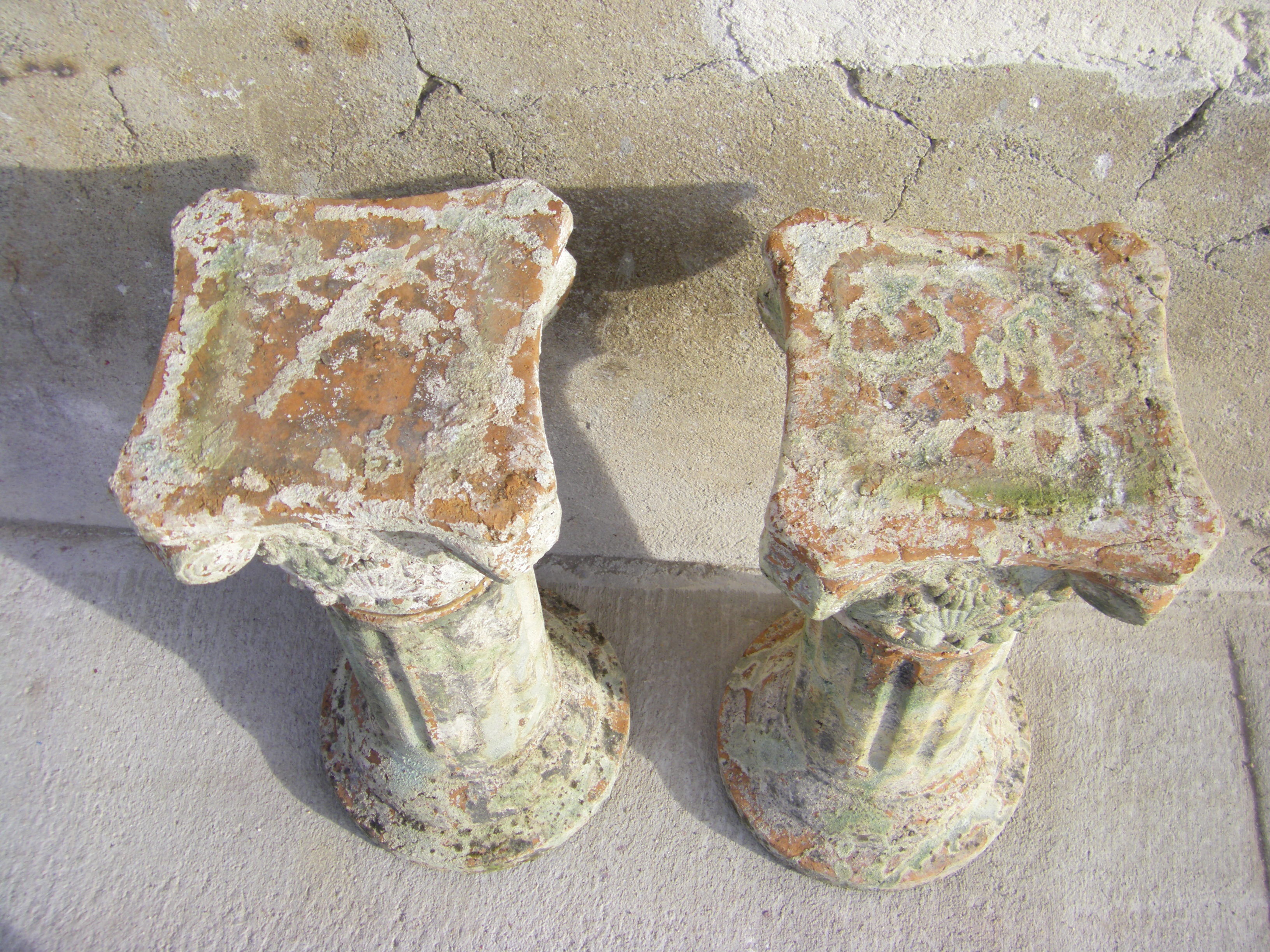 Pair of Corinthian terracotta fluted columns