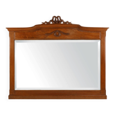 Art Deco Mirror in Oak with Carved Decorations and Facet Cut Mirror, 1930s