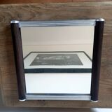 art deco aperitif tray, 50s, rolls, wood, metal, aluminum, mirror, wengé hue,