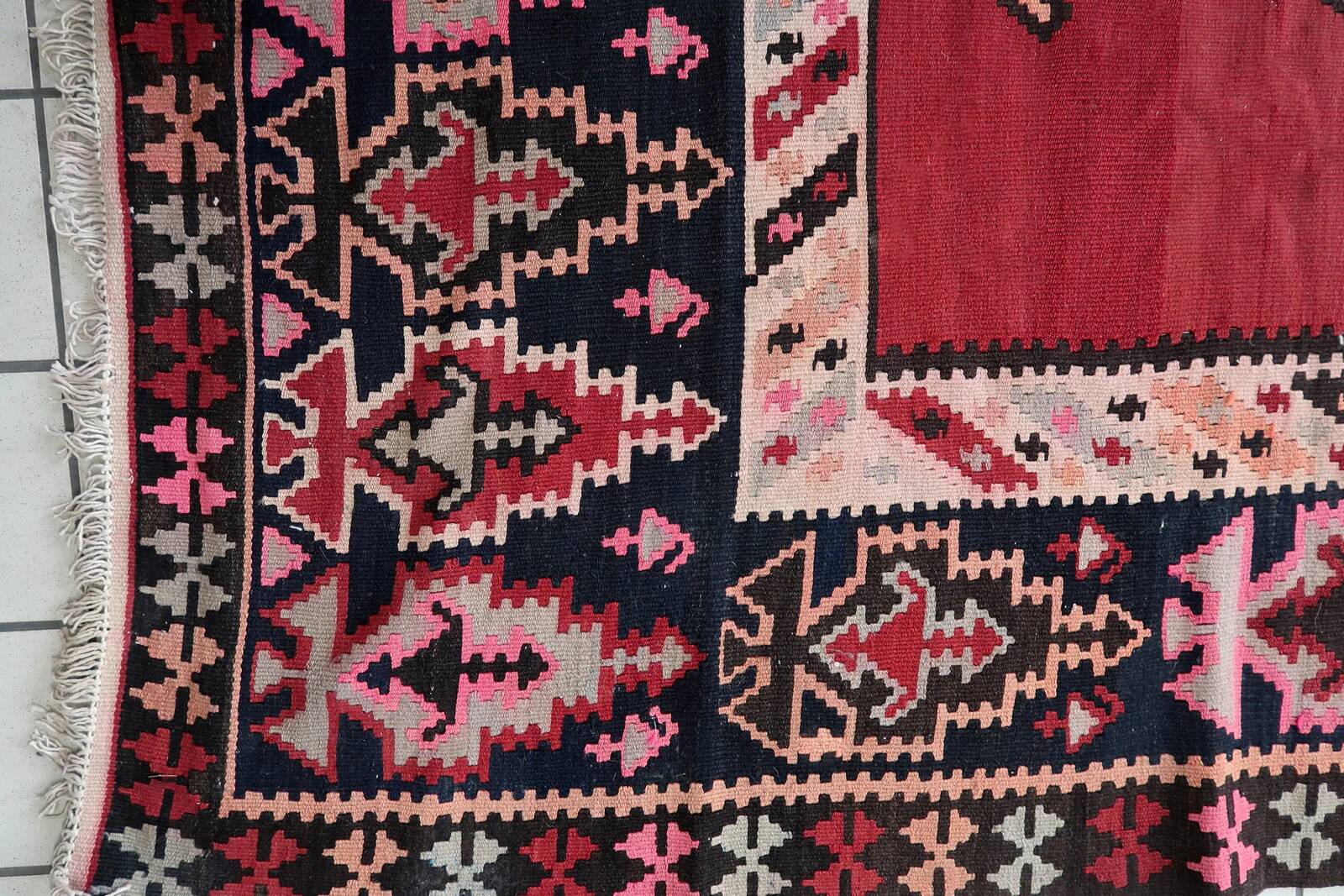 Kilim afghan Herati vintage fait main 160 cm x 371 cm, années 1960