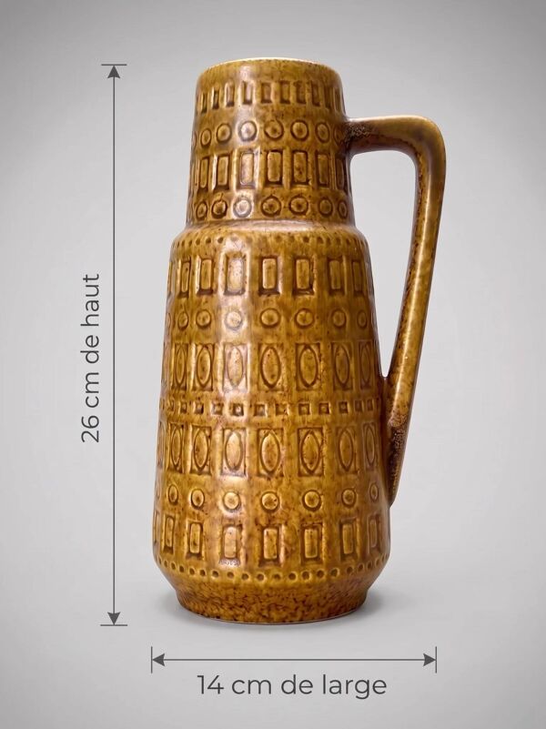 Vase à anse vintage en céramique allemande Scheurich Keramik, modèle 416-26 « Inka », années 1960.