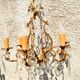 Retro bronze and crystal tassel chandelier - 6-light pendant lamp