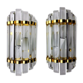 Pair of Venini wall lamps, cut glass, Murano, Italy, 1970