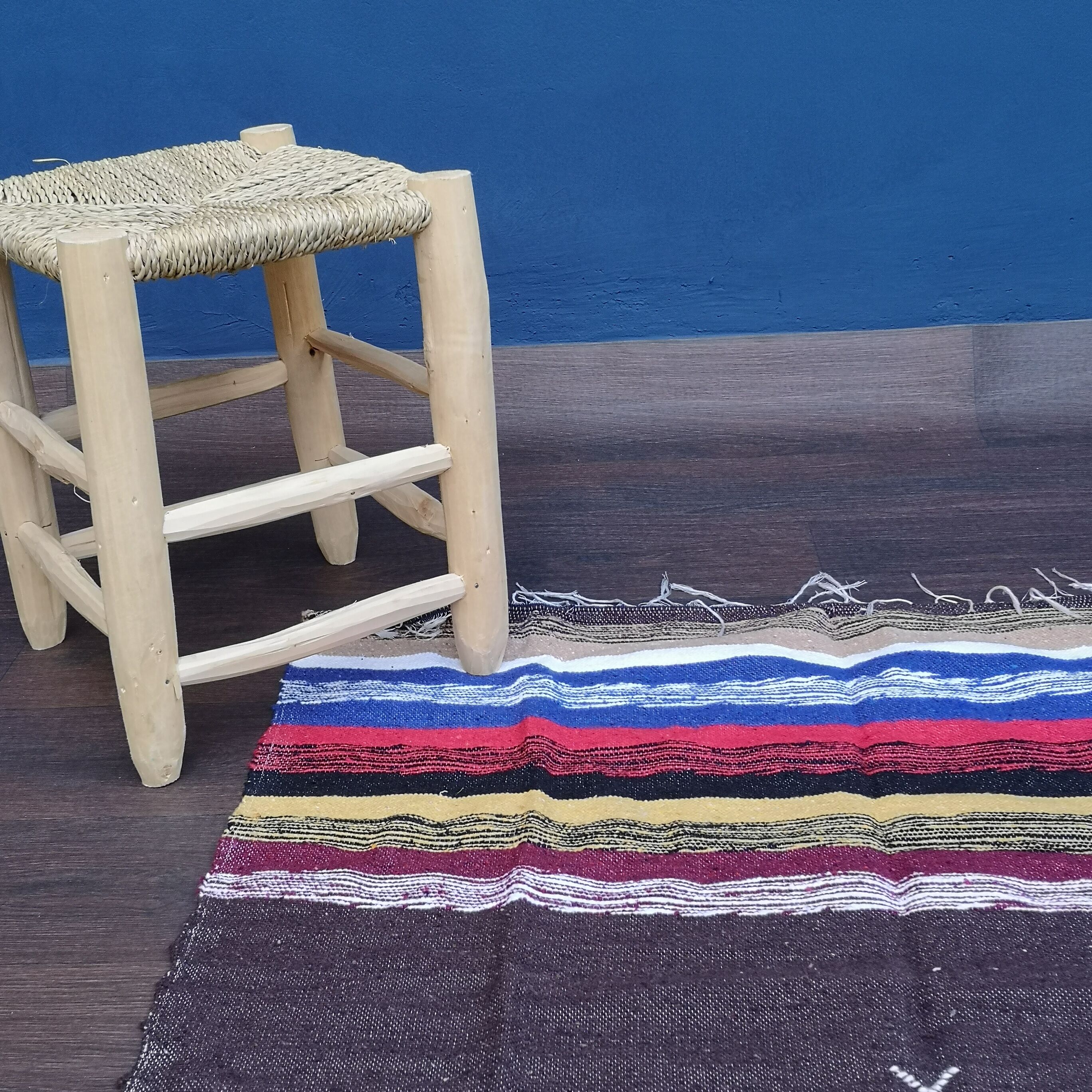 Moroccan Berber rug handmade in brown cotton 90 x 180 cm