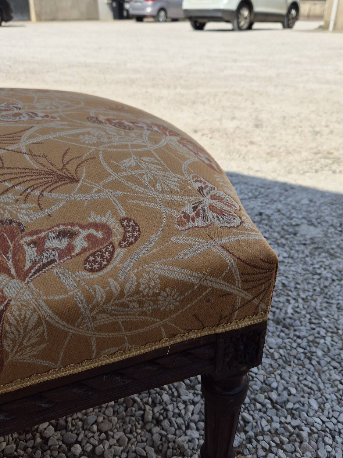 Chaise longue decorated with butterflies in Louis XVI style from the Napoleon III period