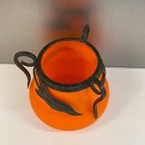 Orange glass vase, signed Val, 30s/40s