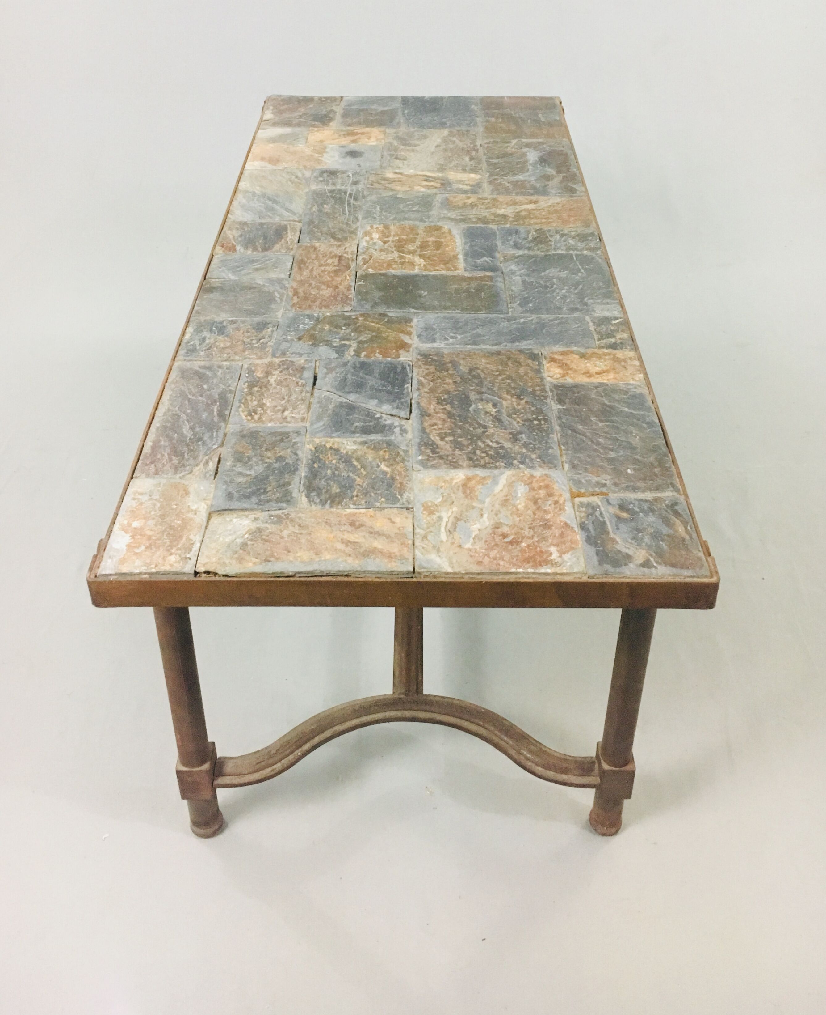 Table basse acier et ardoise