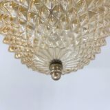 Mid-century wood & glass flush mount, 1960's