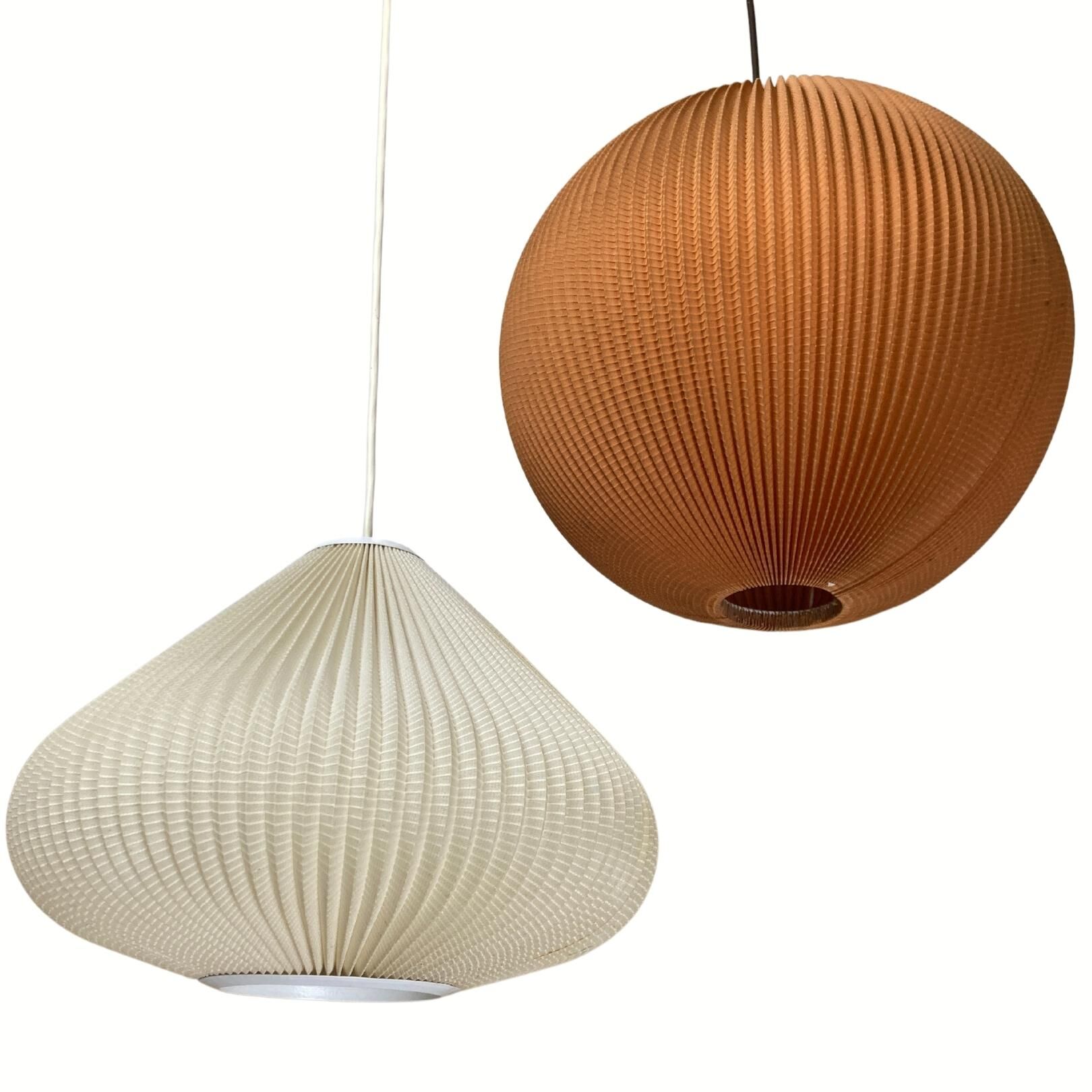 Space age cocoon plisse pendant lamps, 1960s