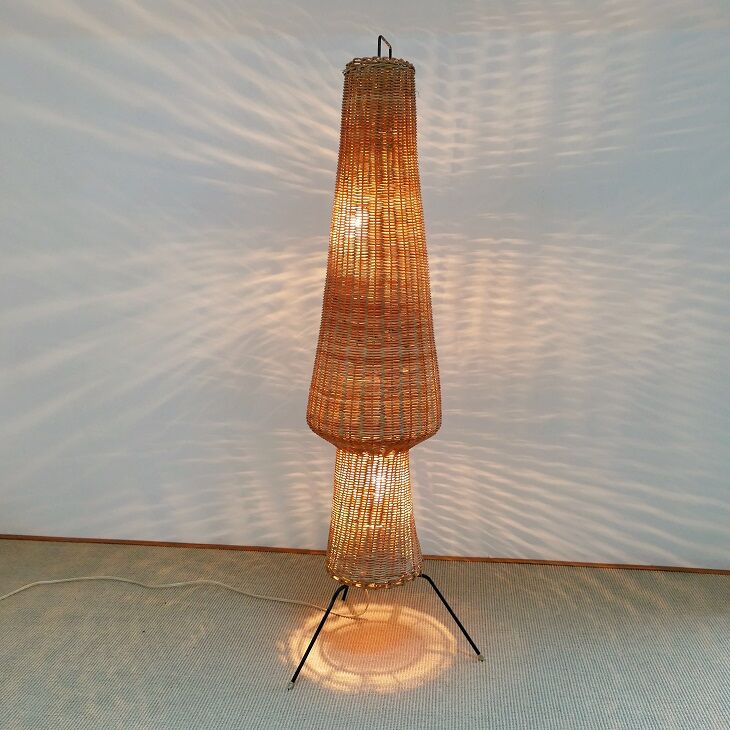 Vintage wicker mushroom lamppost
