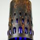 mid century modern PENDANT LAMP flamed copper and blue glass 1960s
