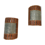 Pair of wooden and glass slats sconces