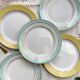 5 Small vintage mismatched yellow and green plates 1950