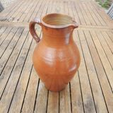 Old Large Jug in Brown Glazed Stoneware H 29 cm
