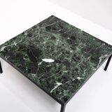 1960s Square Coffee Table with a Green Marble Top