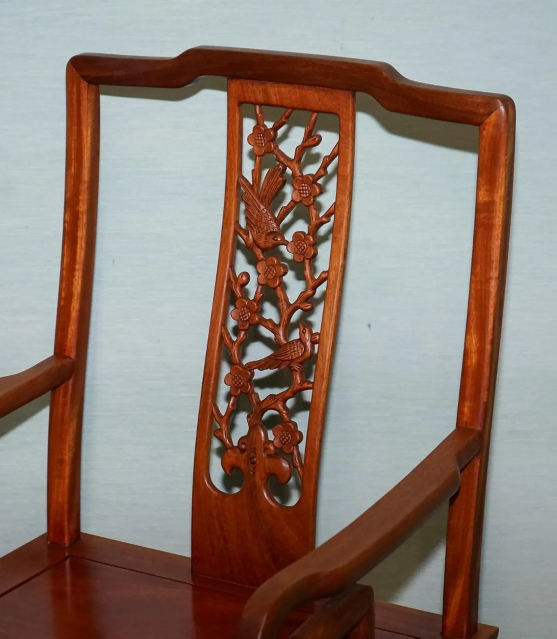 Vintage Oriental Armchair in Carved Teak, China