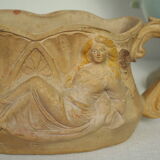 Art nouveau planter terracotta bas-reliefs