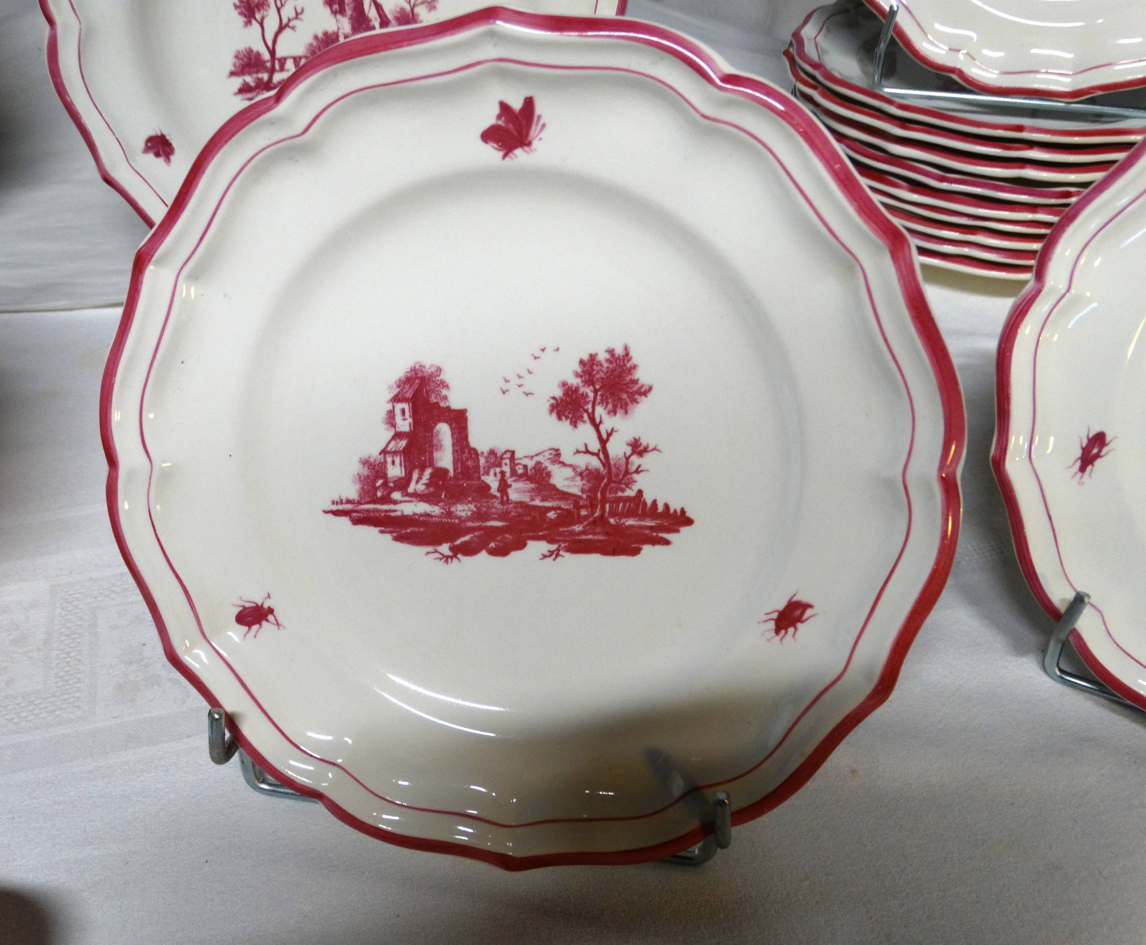 GIEN factory. Earthenware service called "landscapes". 29 pieces.