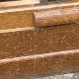 Double-column oak filing cabinet with curtains, 1950s.